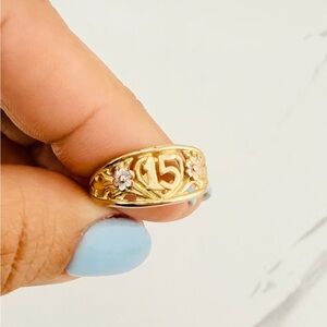 Stampd Gold Floral '15' Signet Ring